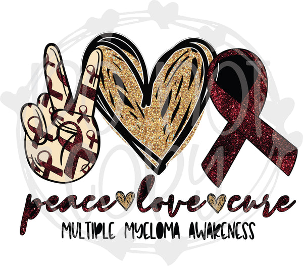 Peace Love Cure * Multiple Mycloma Awareness - T2 Blanks 4 You