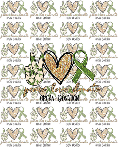 Organ Donor Peace Love Ribbon - T2 Blanks 4 You