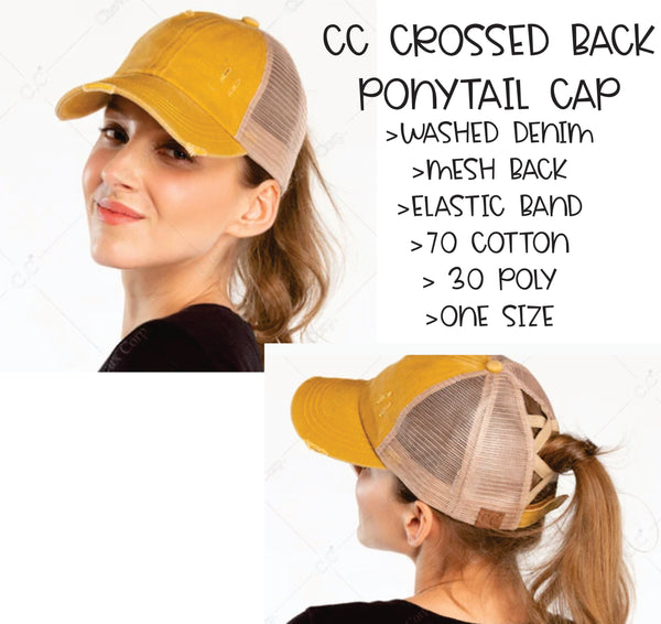 Crossed Band Ponytail Hat - T2 Blanks 4 You