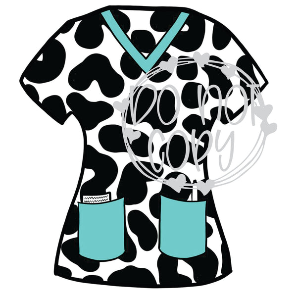Nurse Fitted Scrub Top - Until the Cows Come Home - T2 Blanks 4 You
