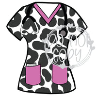 Nurse Fitted Scrub Top - Cowabunga Baby - T2 Blanks 4 You