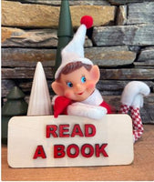 Elf Read a Book Sign